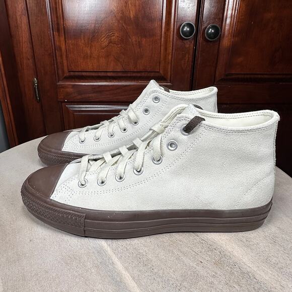 Converse CTAS Pro Mid Egret Brown Leather Shoes Mens 8.5 Womens 10.5 A09234C NEW - Picture 3 of 13